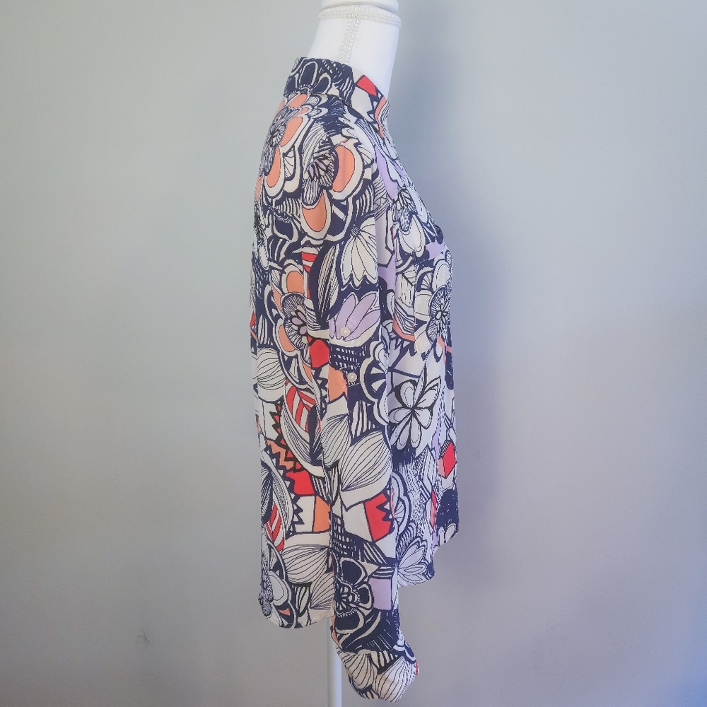Express Portofino XS Slim Fit Floral Abstract Button-Down Shirt Multicolor - Picture 6 of 8